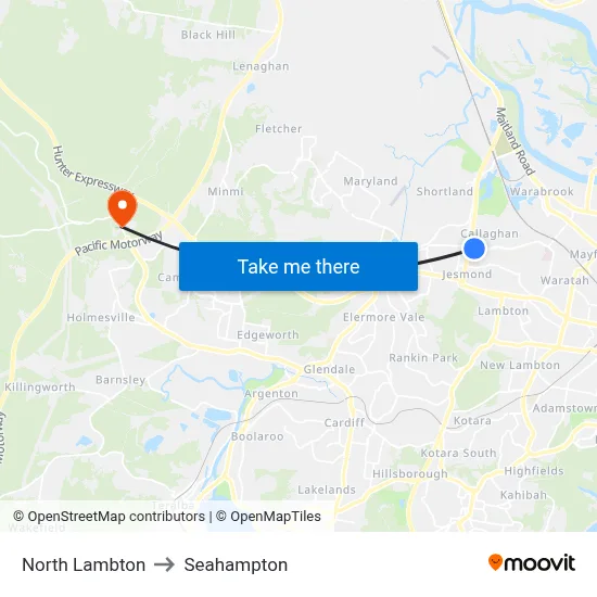 North Lambton to Seahampton map