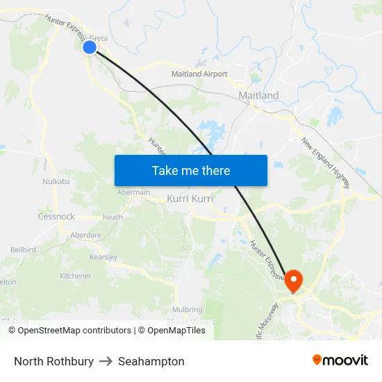 North Rothbury to Seahampton map