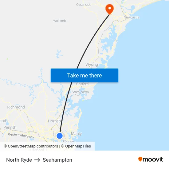 North Ryde to Seahampton map