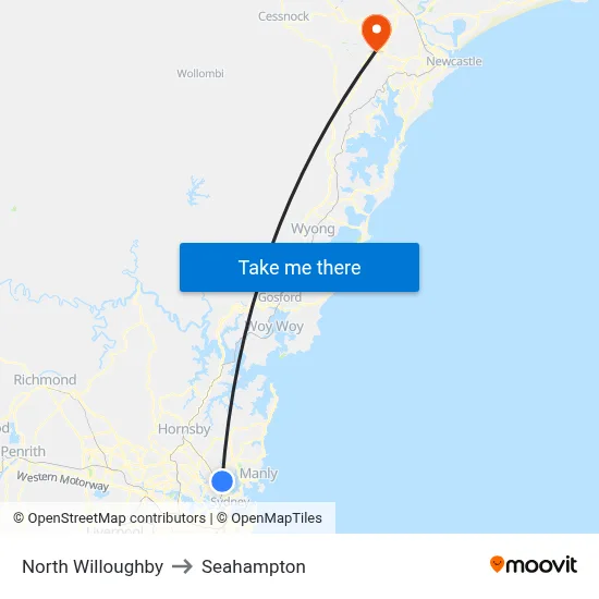 North Willoughby to Seahampton map