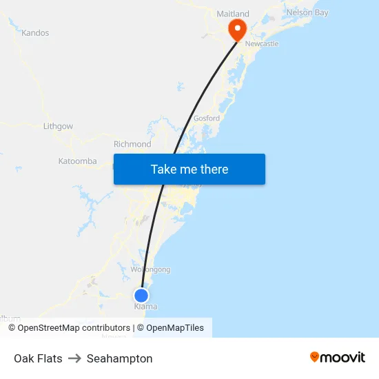 Oak Flats to Seahampton map
