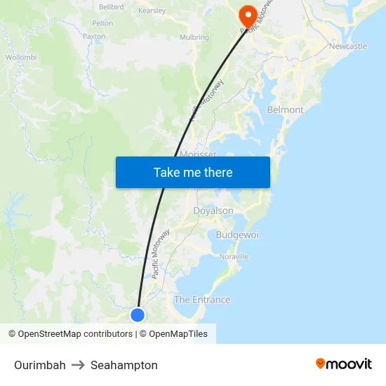 Ourimbah to Seahampton map