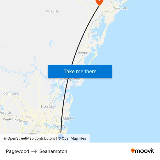 Pagewood to Seahampton map