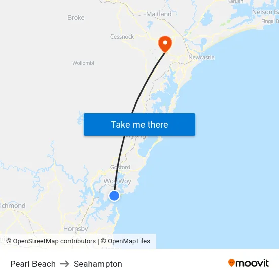 Pearl Beach to Seahampton map