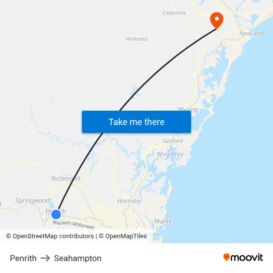 Penrith to Seahampton map