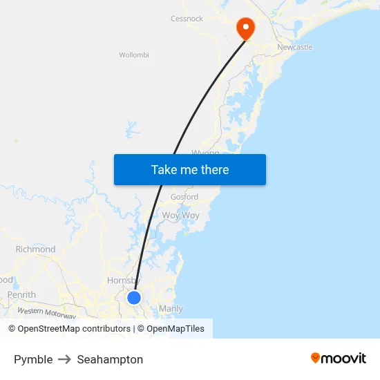 Pymble to Seahampton map