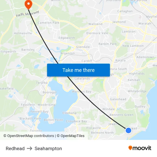 Redhead to Seahampton map