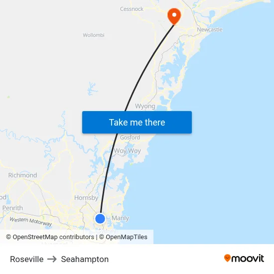 Roseville to Seahampton map