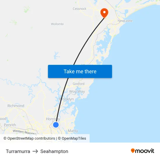 Turramurra to Seahampton map
