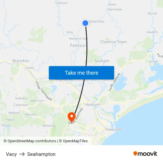 Vacy to Seahampton map