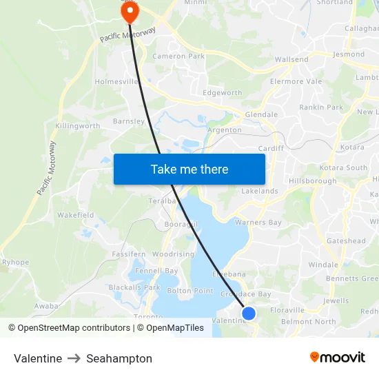 Valentine to Seahampton map
