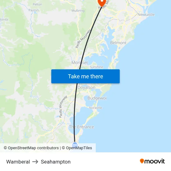 Wamberal to Seahampton map