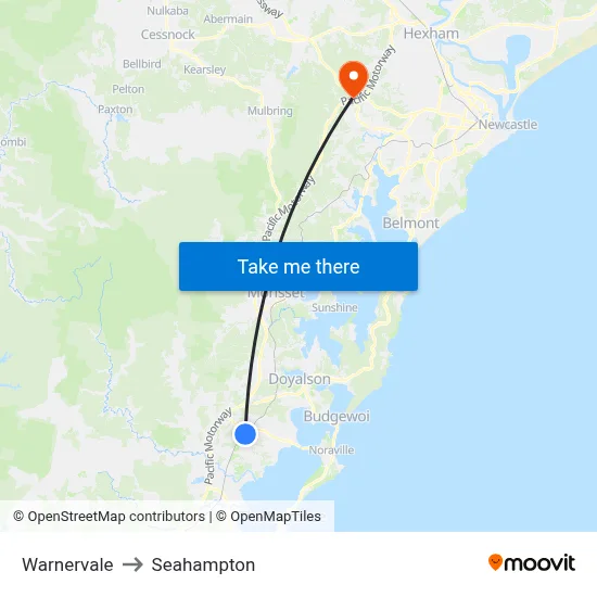 Warnervale to Seahampton map