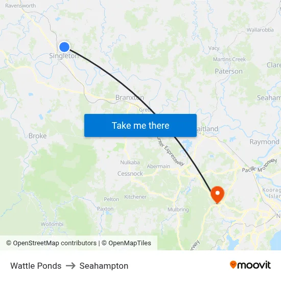 Wattle Ponds to Seahampton map