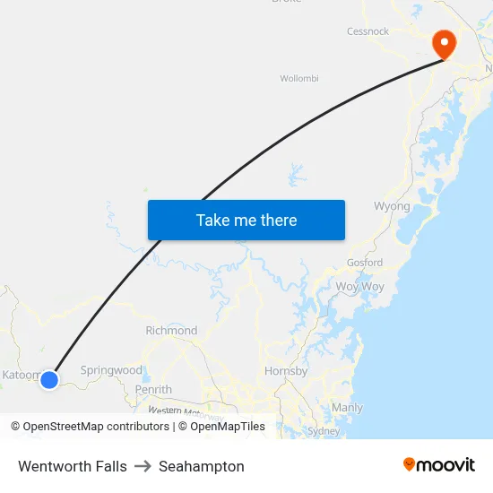 Wentworth Falls to Seahampton map