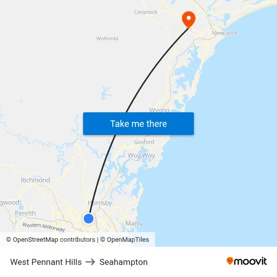 West Pennant Hills to Seahampton map