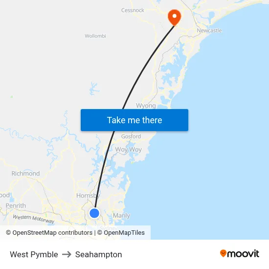 West Pymble to Seahampton map