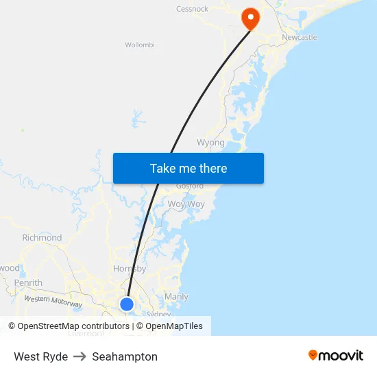 West Ryde to Seahampton map