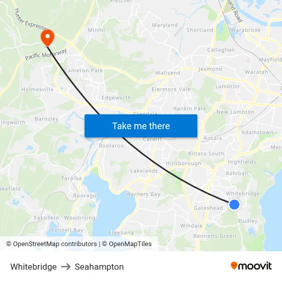 Whitebridge to Seahampton map