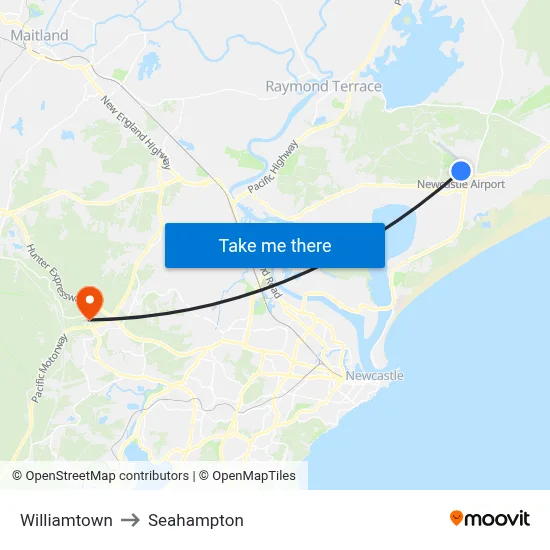 Williamtown to Seahampton map