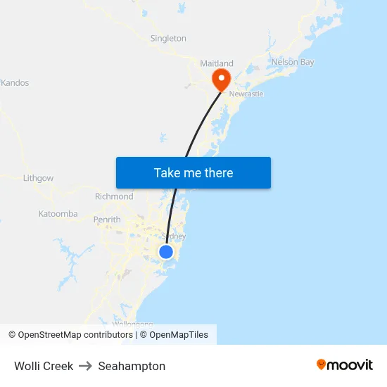 Wolli Creek to Seahampton map