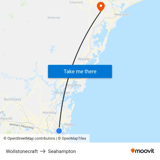 Wollstonecraft to Seahampton map