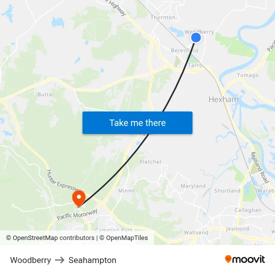Woodberry to Seahampton map