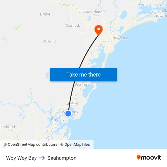 Woy Woy Bay to Seahampton map
