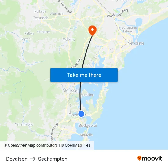 Doyalson to Seahampton map