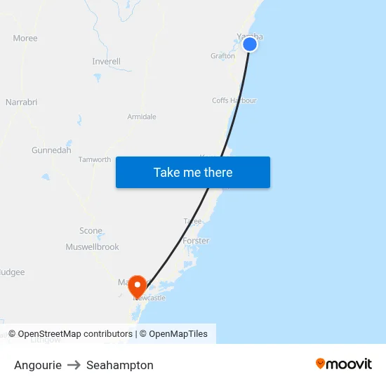 Angourie to Seahampton map