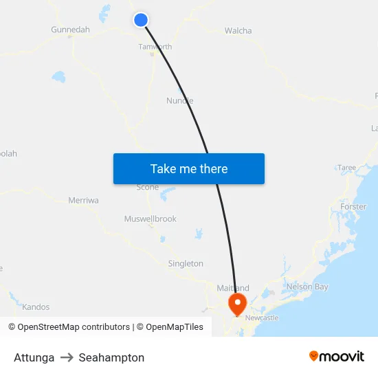 Attunga to Seahampton map