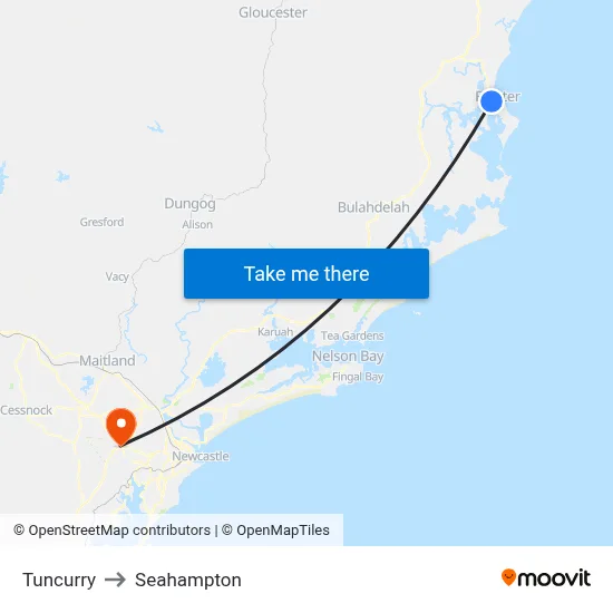 Tuncurry to Seahampton map
