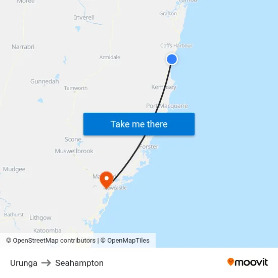 Urunga to Seahampton map