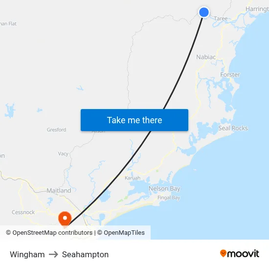 Wingham to Seahampton map