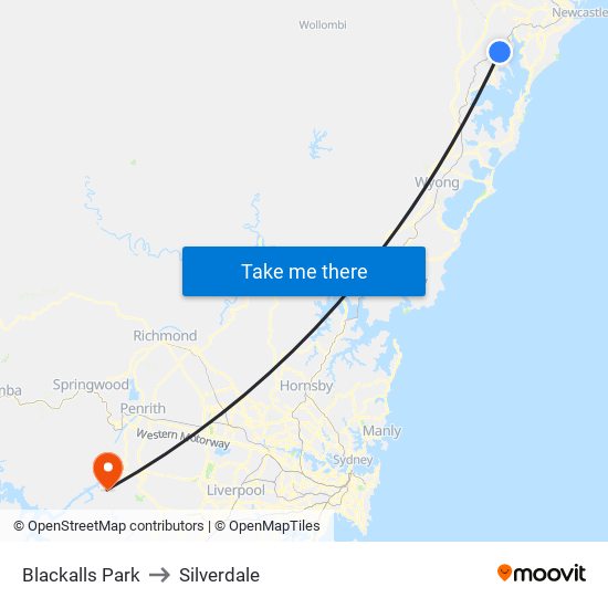 Blackalls Park to Silverdale map