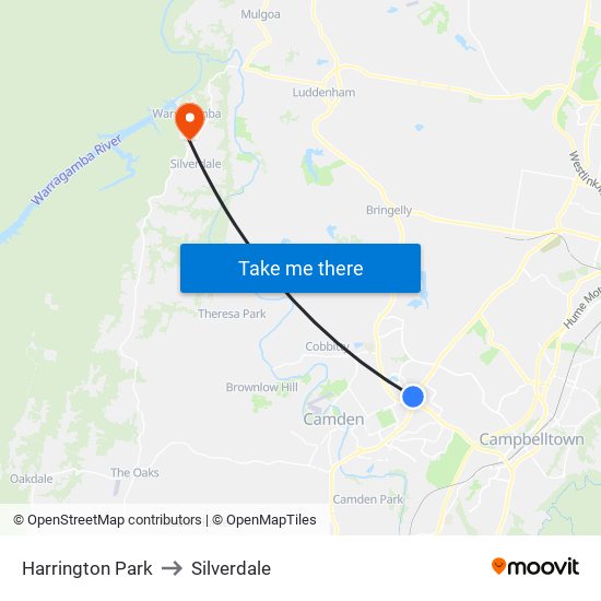 Harrington Park to Silverdale map