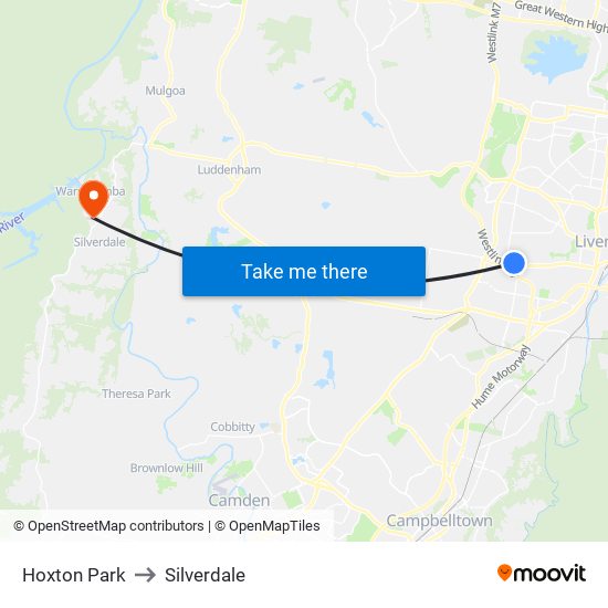 Hoxton Park to Silverdale map