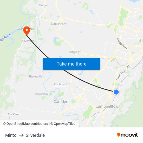 Minto to Silverdale map