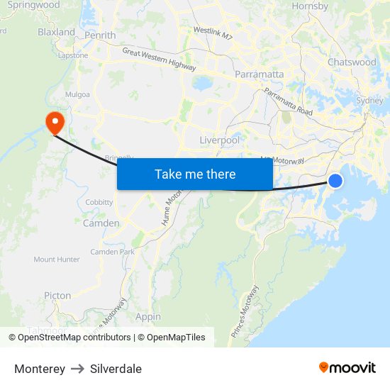 Monterey to Silverdale map