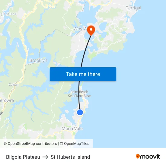Bilgola Plateau to St Huberts Island map