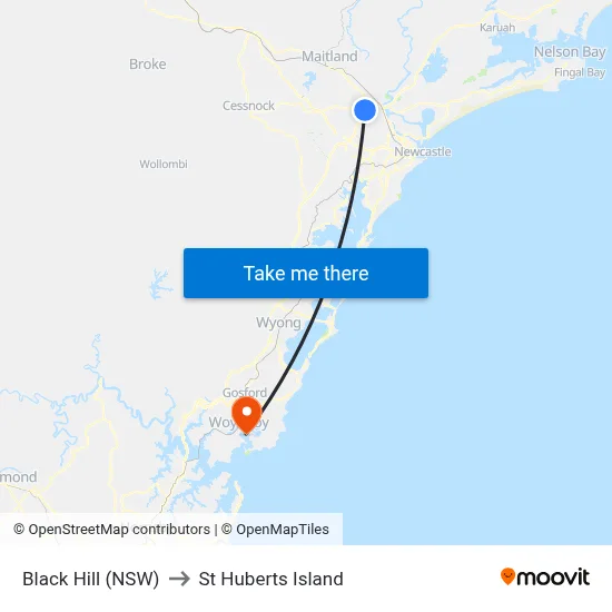 Black Hill (NSW) to St Huberts Island map