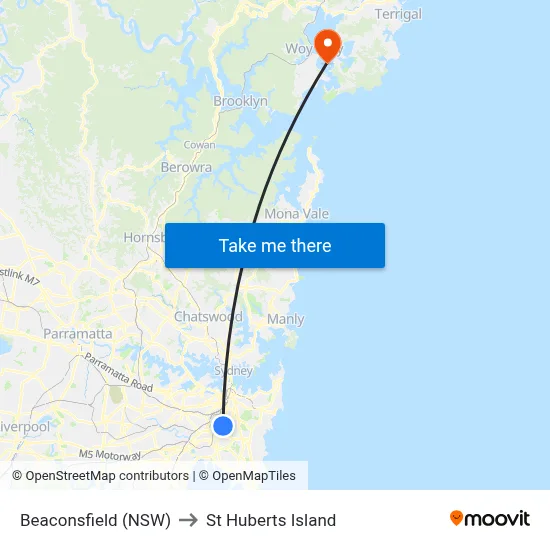 Beaconsfield (NSW) to St Huberts Island map