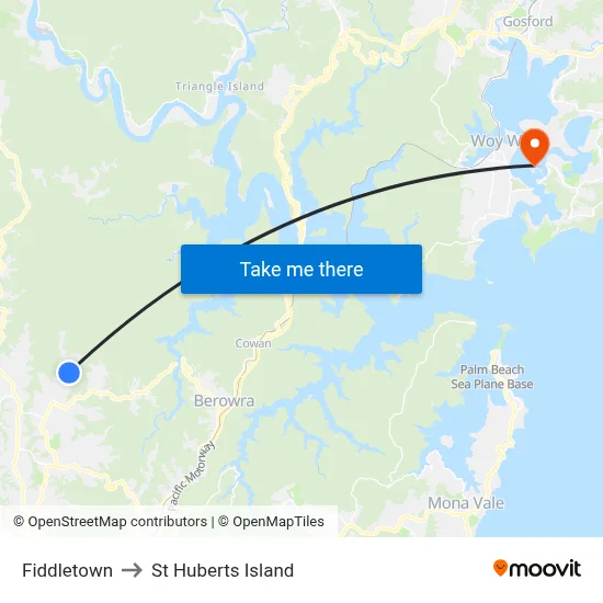 Fiddletown to St Huberts Island map