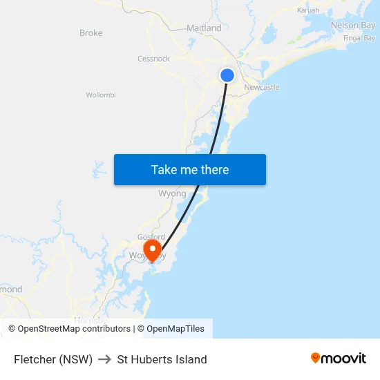 Fletcher (NSW) to St Huberts Island map