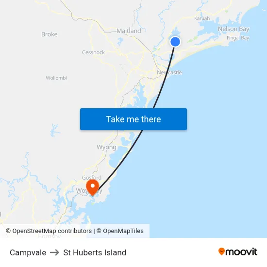 Campvale to St Huberts Island map