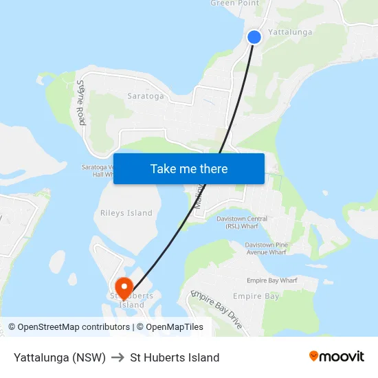 Yattalunga (NSW) to St Huberts Island map