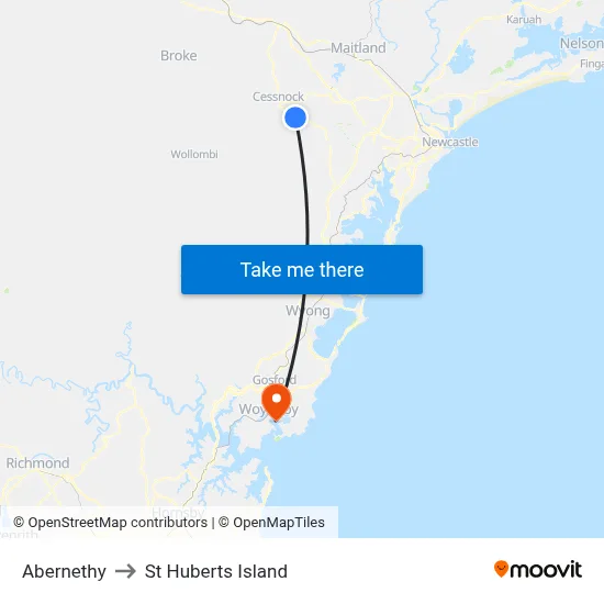 Abernethy to St Huberts Island map