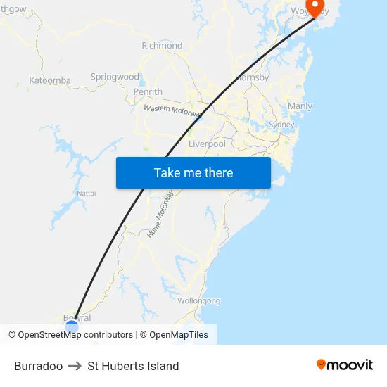 Burradoo to St Huberts Island map