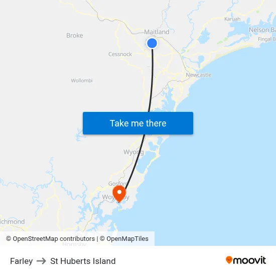Farley to St Huberts Island map