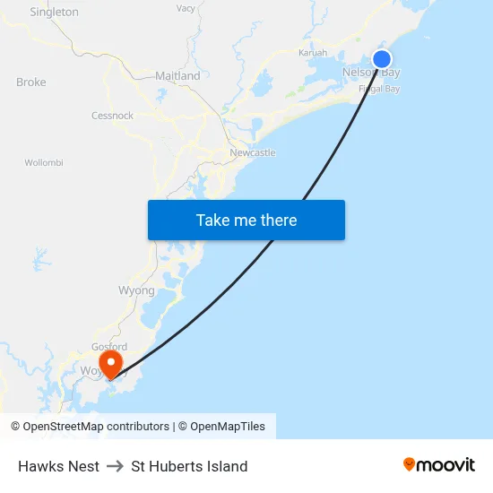 Hawks Nest to St Huberts Island map